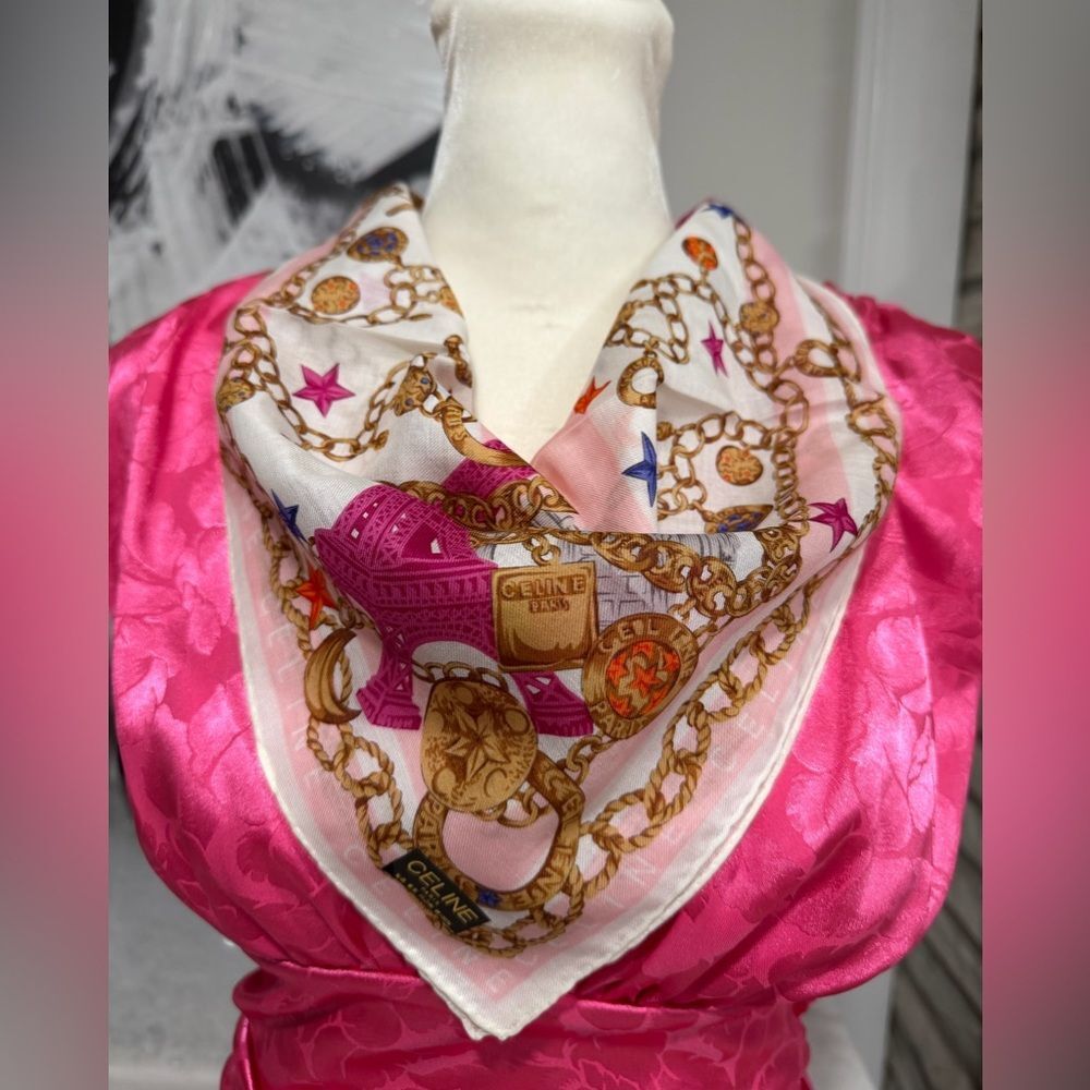 Celine Pink and Gold Scarf